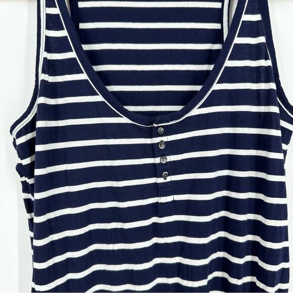 LOVE by Gap Sleep Romper Soft Stripe Blue White Pockets Shorts Size S - Picture 3 of 8